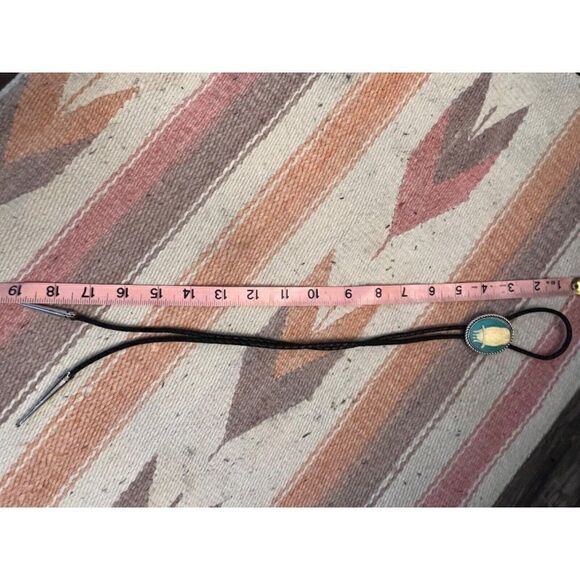 Mens Women OWL TURQUOISE Cameo Silver Pendant Lariat Black Bolo Tie Rockabilly - Picture 6 of 6